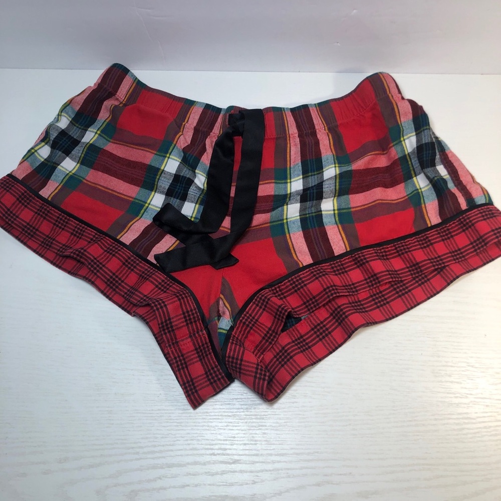 Victoria's Secret Sleep Pajama Shorts Women's Small Plaid Red Lounge